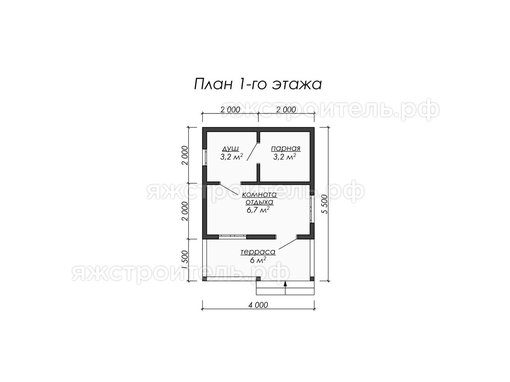 ББ-01 - баня из бруса 5.5х4 - планировка 1 этажа